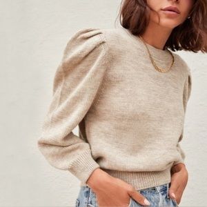 Loeffler Randall Puff Sleeve Sweater Oatmeal, Sz Small